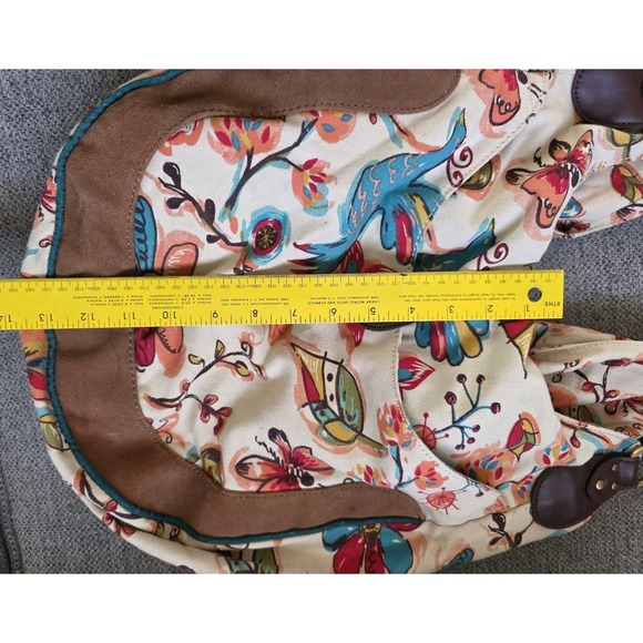 LUCKY BRAND Canvas & Leather Colorful Floral Backpack Shoulder Bag - Picture 4 of 12